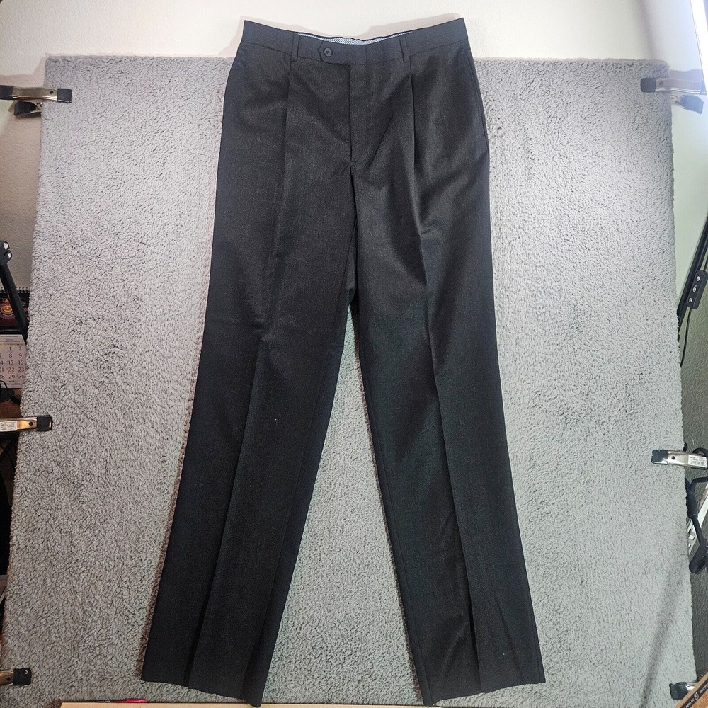 NEW - Tommy Hilfiger Dress Pants Men W 35.5 100% Worsted Wool Charcoal Unhemmed